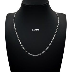 Real 925 SOLID Sterling Silver 2.5mm Figaro Link Chain Necklace 16" inch